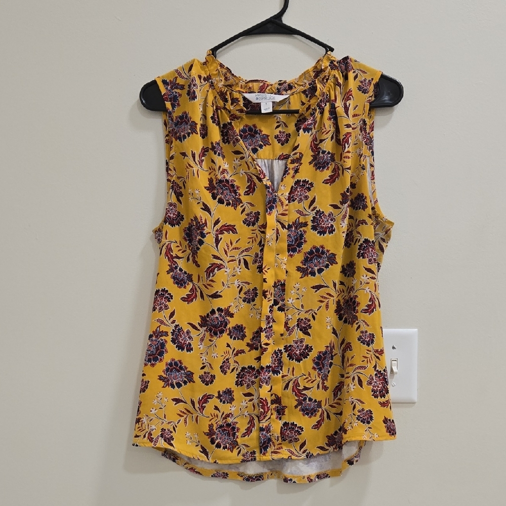 Market & Spruce Mustard Floral Blouse - Picture 4 of 13